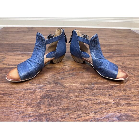 MIZ MOOZ Leather Corra Heeled Ankle Strap Sandals, River Blue, Sz 39 - Picture 5 of 13